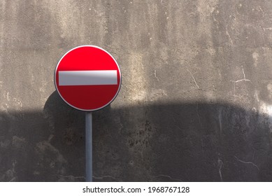 Road sign for one-way, no entry. 