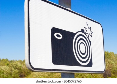 Road Sign Photo And Video Recording. Organization Of Traffic On The Roads Using Signs.