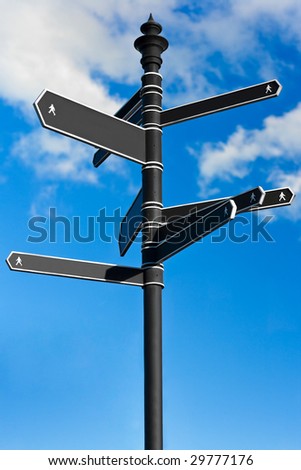 Road Sign showing different possibilities of road