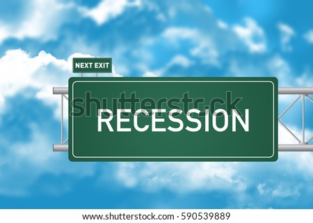 Road Sign Showing Recession 