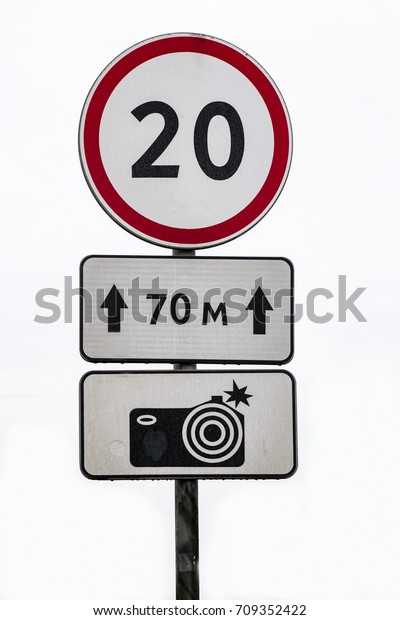 Road Sign Speed Limit Kilometers Stock Photo Edit Now