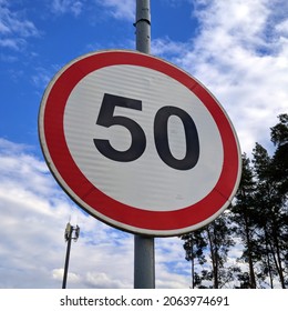 Road sign speed limit 50 km h
