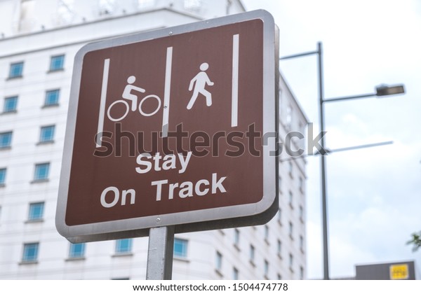 Road sign stay on track\
isolated
