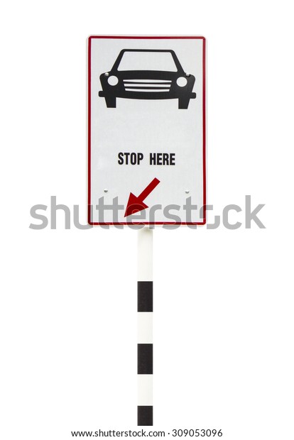 Road, sign\
stop car isolated on white\
background.