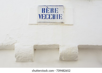 Road Sign With Street Dialect Name In A Puglia Road