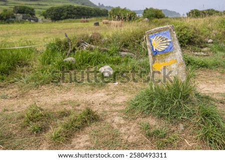 Image, Stock Photo Pilgrims along the Camino de Santiago, French Pyrenees