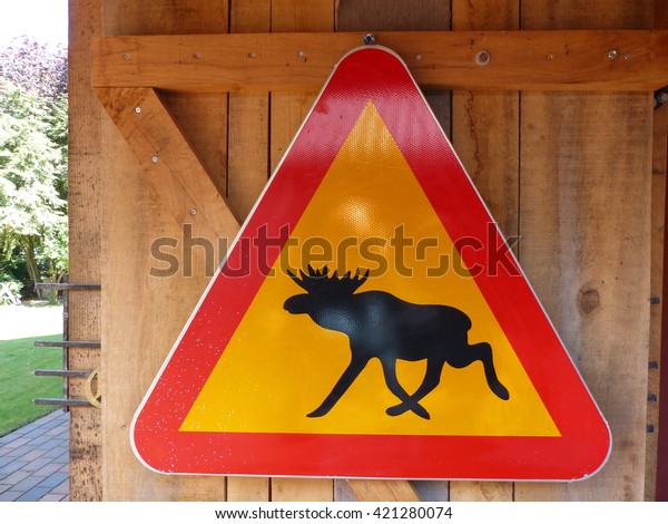 Road Sign Warning moose in\
Sweden