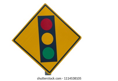 Traffic Light Warning Sign On White Stock Illustration 1821710012