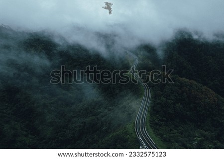 The road is similar to the number 3, This road is built on a mountain, past the forest in Nan Province of Thailand.
sky road of nan thailand.