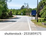 Road at the Spanish-Portuguese border crossing point in Ponte da Barca, seen from the Spanish side