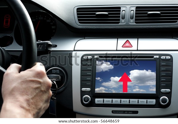 Road
straight to heaven and dashboard with gps
panel