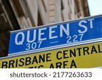 Road or street sign in the Brisbane CBD showing it