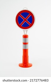 Road Stud Traffic Island Delineator Caution Plastic Orange Red White Isolated No Parking - Shutterstock ID 2172776483