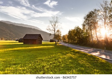 road at sunset