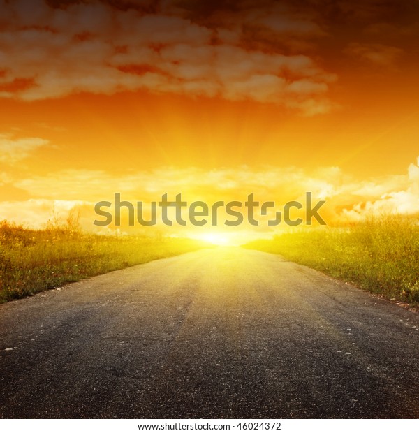 Road at\
sunset.