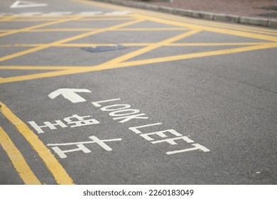 road surface marking - Translation: Look Left (望左)