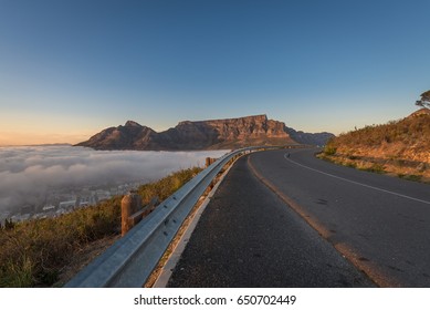 Road With Table Mountain In Cape Town South Africa