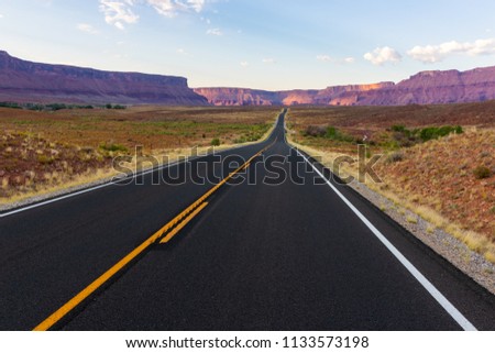 Similar – Image, Stock Photo Open Road in Utah desert