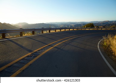 Road Through The Hills In Malibu At Sunset