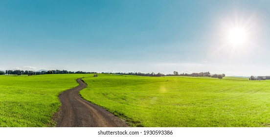 Road through hilly green landscape