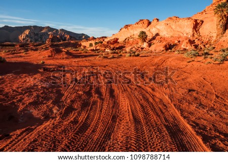 Similar – Image, Stock Photo Road to Red Rock Formations at White Canyon