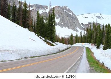 Road through Snowy Range Mountains of Wyoming