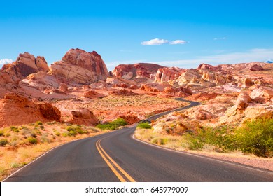 Road through Valley of Fire State Park in Nevada