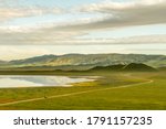 Road Through Wonderland - Soda Lake Road leads visitors through Carrizo Plain. Carrizo Plain National Monument, California, USA