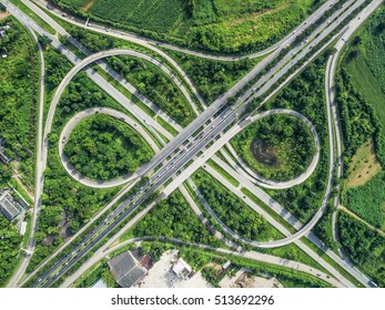 Road Traffic In City At Thailand .