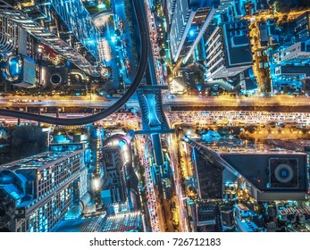 Road Traffic In City At Thailand, Chong Nonsi, Bangkok, Thailand.