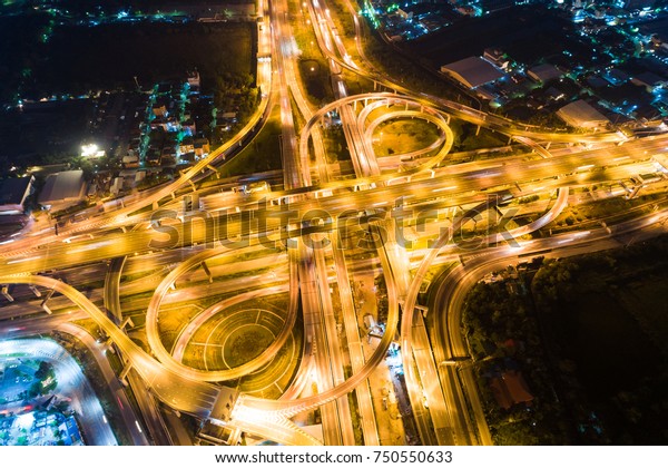 Road traffic light intersection in the city, Top\
view of transport concept