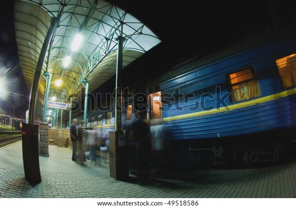 Road train station at\
night