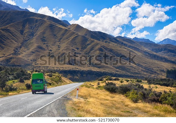 Road trip in the car , Motorhome road trip at\
south island new zealand,\
summertime