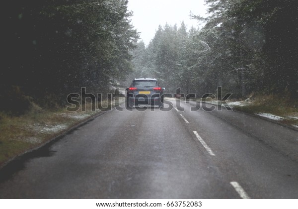 Road trip with snow\
fall like a dreams