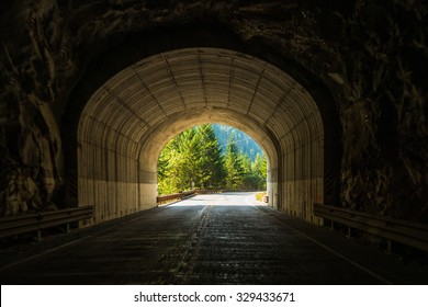Road Tunnel - Mountain Tunnel in mt Olympic national park, Washington State,USA.