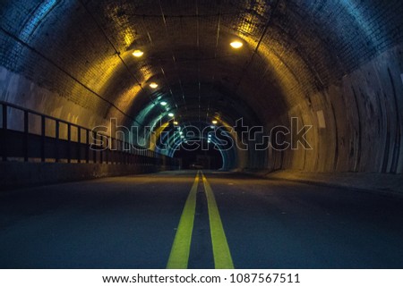 Road tunnel at night