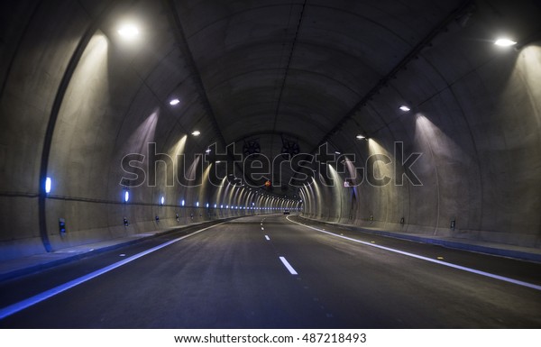 road tunnel, night\
illuminated