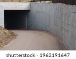 Road in tunnel, pedestrian pass