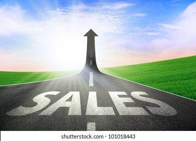 A Road Turning Into An Arrow Rising Upward Symbolizing Growth And Improvement Of Sales