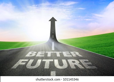 A Road Turning Into An Arrow Rising Upward Symbolizing An Improvement Or A Better Future