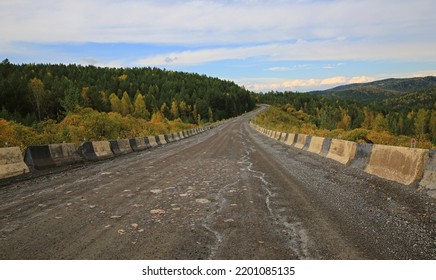 Road Under Construction Autobahn Route Through The Taiga Forest