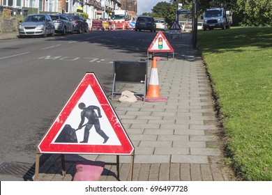 Road Works On A Street In The UK