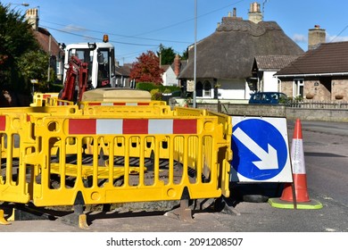 Road works on a town street