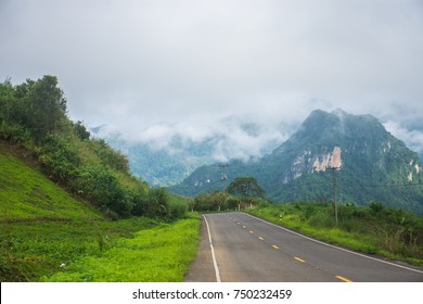Roads of the mountains and fog with beautiful rainy season. - Powered by Shutterstock