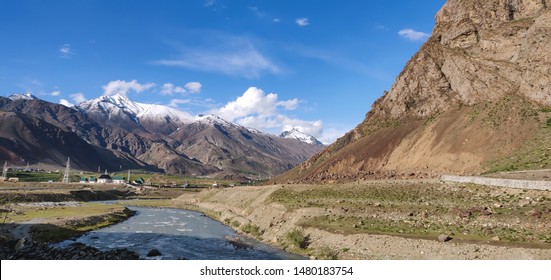 Roads, Mountains And River Of Kargil District Of Jammu And Kashmir, India. 
