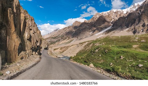 Roads, Mountains And River Of Kargil District Of Jammu And Kashmir, India. 
