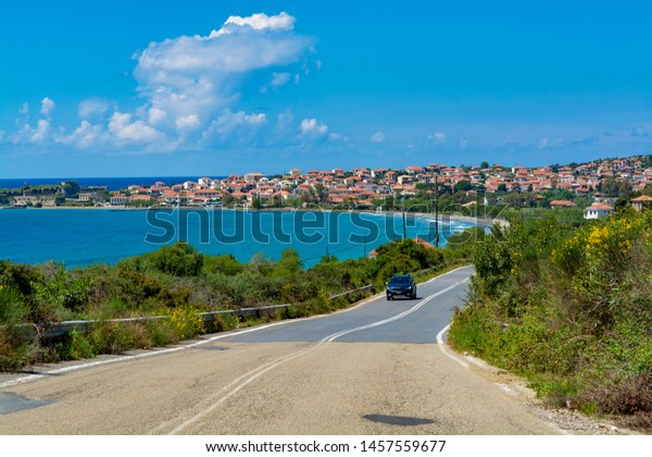 Roads network on Peloponnese, Greece, travel with\
car, caravan of camper