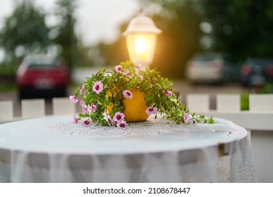 Roadside Cafe Interior In Summer.