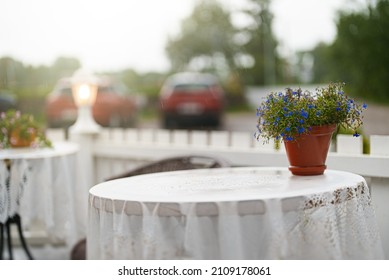 Roadside Cafe Interior In Summer.