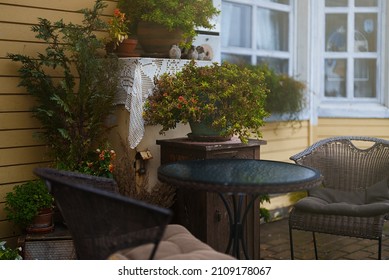 Roadside Cafe Interior In Summer.